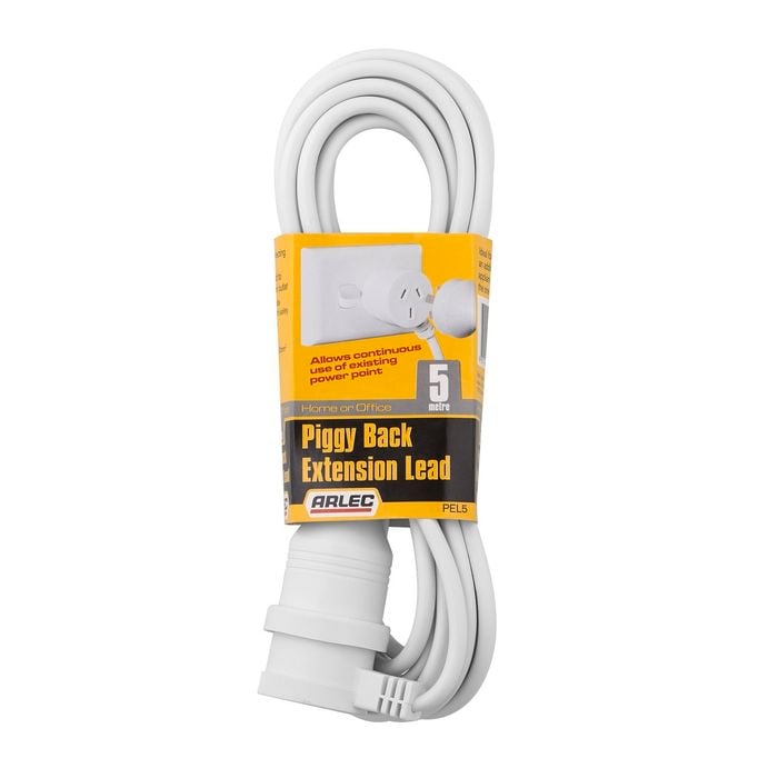 Arlec 5m White Piggy Back Extension Lead
