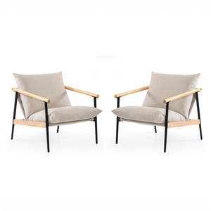 Zinus 2-Piece Package Set – Premium Sling Accent Chairs with Wood & Metal Frame