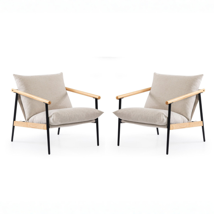 Zinus 2-Piece Package Set – Premium Sling Accent Chairs with Wood & Metal Frame