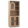 Costway Farmhouse Cabinet 150cm Translucent Sideboard Sliding Door Shelf