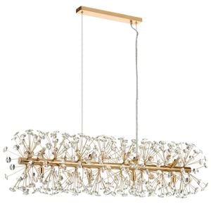 Telbix Lerida Modern Pendant Hanging Lamp Light Metal Crystal Gold Clear Gloss