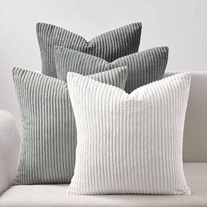 Gioia Casa Corduroy Velvet Cushion Covers - Soft Velvet Fabric with Hidden Zipper - Gradient Grey, 45cm x 45cm (Pack of 4)
