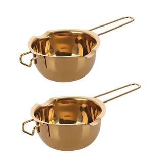 Anygleam Melting Pot 2pcs Gold Chocolate Melt Cookware Kitchen Heating Container Milk Bowl Baking Tool Kitchenware