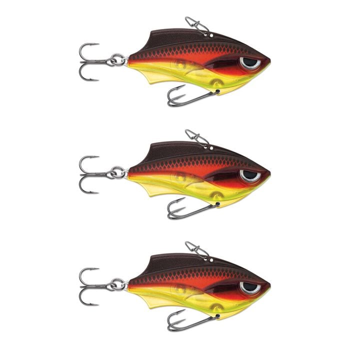 3x Rapala 5cm Rap V Blade Sinking Vibe Fishing Lures - Redfire