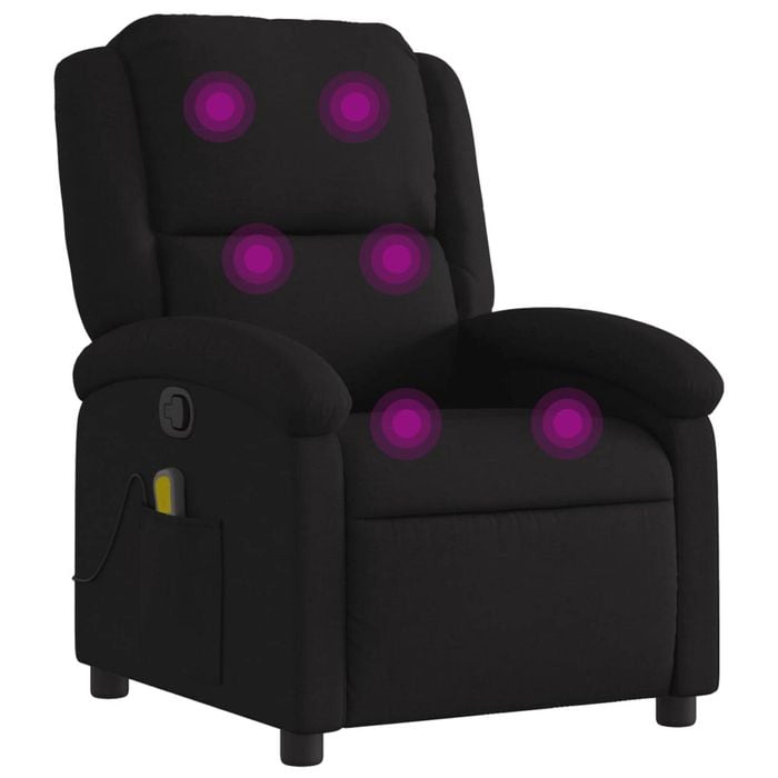 vidaXL Massage Recliner Chair Reclining Armchair Single Sofa Black Fabric