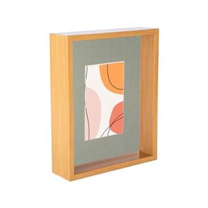 Nicola Spring 3D Deep Box Photo Frame - 8 x 10" with 4 x 6" Mount - Light Wood