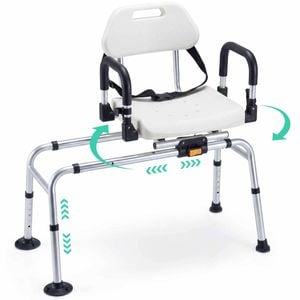 Costway Sliding Shower Chair Swivel Seat Tub Transfer Bench 5-Level