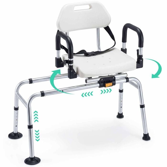 Costway Sliding Shower Chair Swivel Seat Tub Transfer Bench 5-Level