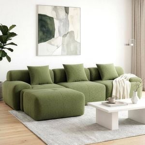 Homfur 300cm Compression Sofa – L-shaped Modular Sectional Couch Green