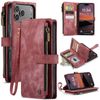 CaseMe C30 For Apple iPhone 18 Pro Max /17 Pro Max Vintage Leather Folio Zipper Wallet Case  and 7 Card Slots (Red)