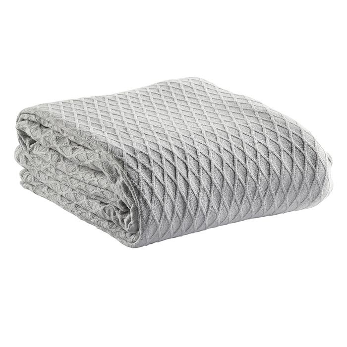 Bianca Gosford Blanket 100% Cotton Sofa/Home Bedding Silver Single/Double Bed