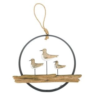 Urban Wooden Drift Triple Seabirds Hanging Decoration 24x28cm Natural