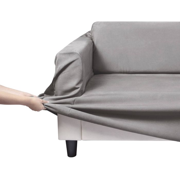Home Living Premium Faux Suede SILVER 2 Seater Couch Sofa Cover