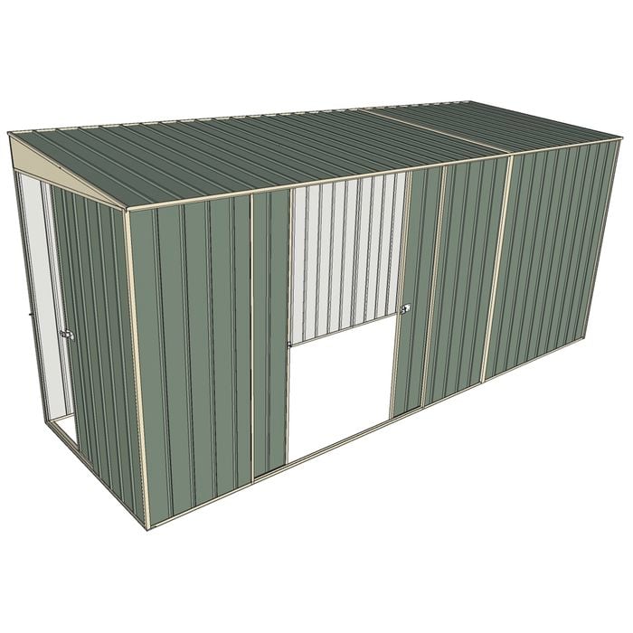 Build-a-Shed 1.5 x 4.5 x 2m Sliding Door Tunnel Shed with Double Sliding Side Doors - Green