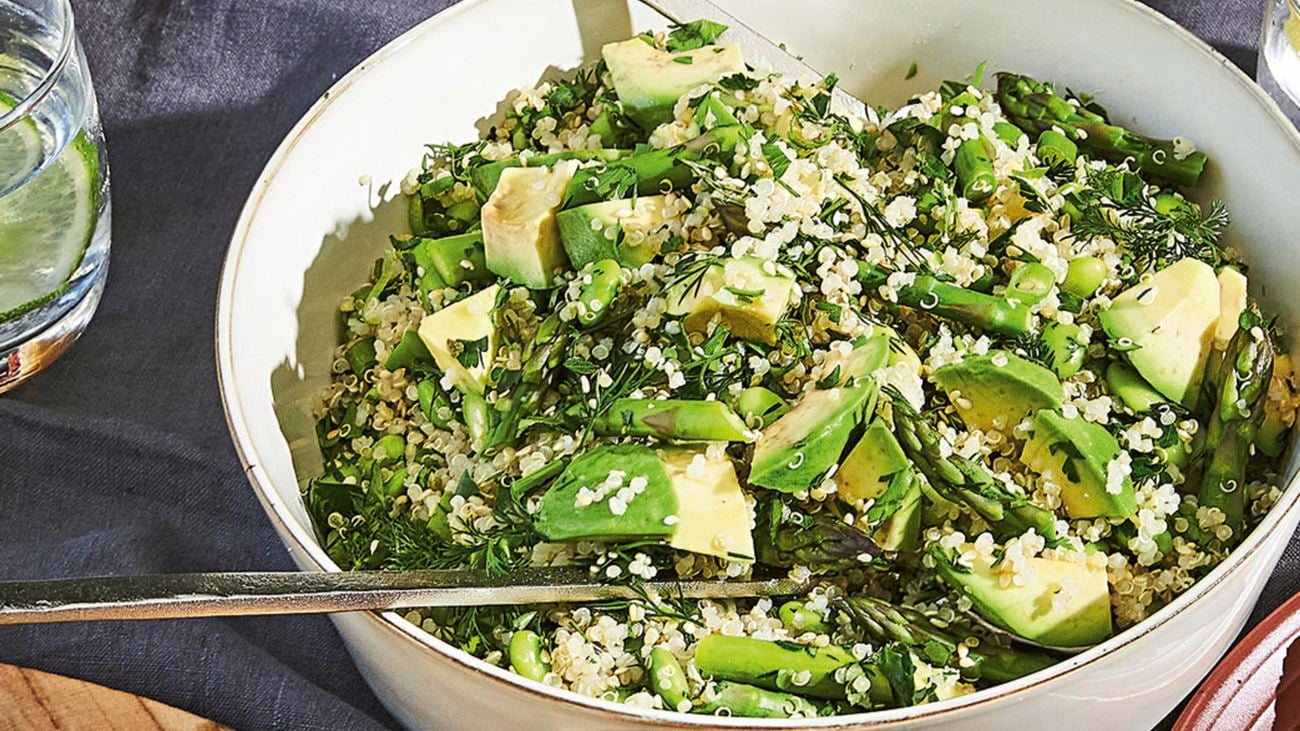 Spring tabouli salad in a serving bowl