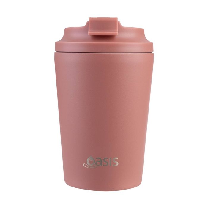 Oasis Ceramic Stainless Steel Coffee Cup Double Wall Insulated Auburn 360ml