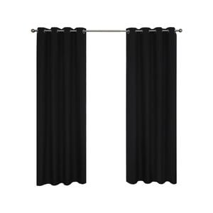 Windoware 180 x 223cm Jet Black Multi Eyelet Blockout Curtain - 1 Pack - Jet Black