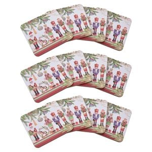 3x 4pc Gibson Gifts Nutcracker Christmas Reusable Drinking Coaster Set 4x105x105