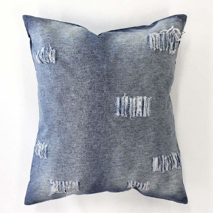 Vintage Design Homewares 65cm x 65cm Blue Denim Distressed European Cushion