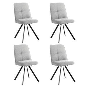 Oikiture 4x Dining Chair Kitchen Seat Linen Fabric Accent Chair Grey
