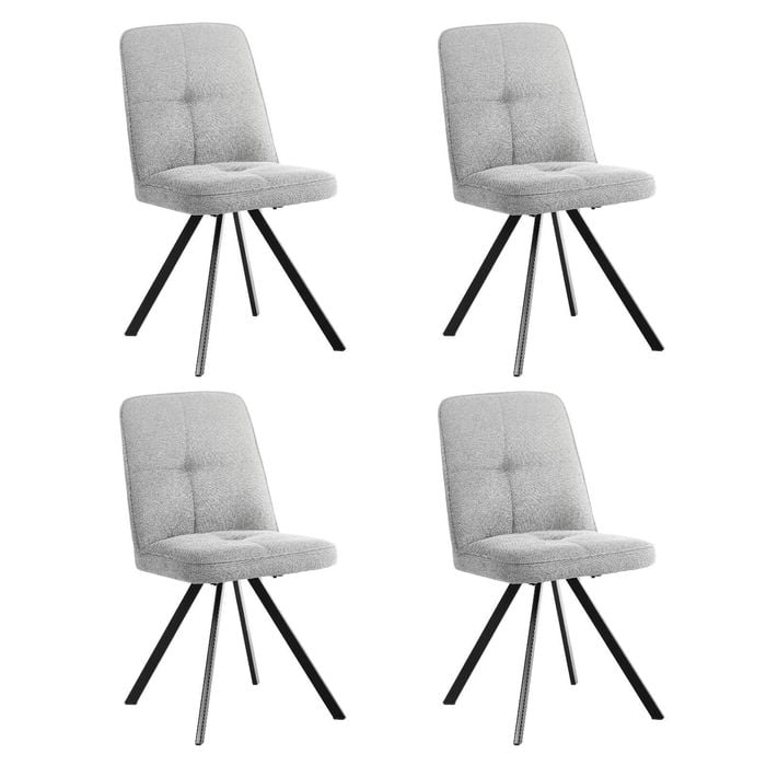 Oikiture 4x Dining Chair Kitchen Seat Linen Fabric Accent Chair Grey