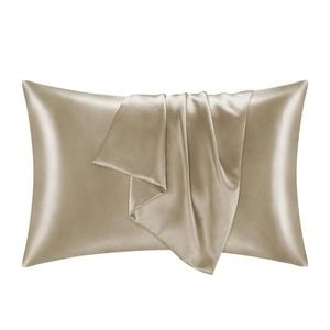 Catzon 2 Pcs 51 X 76cm Satin Pillowcases for Hair and Skin with Envelope Closure-Khaki(Q)