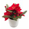 Un-Real 25cm Red Artificial Christmas Poinsettia Plant in Cream Pot