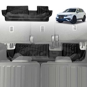 Third Row Seat Floor Mat For Volkswagen Vw Tiguan Allspace 2018-2024 Heavy Duty All Weather Car Mats Carpet Liner Set