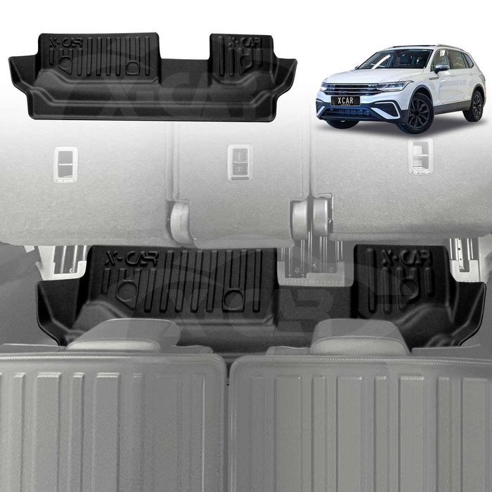 Third Row Seat Floor Mat For Volkswagen Vw Tiguan Allspace 2018-2024 Heavy Duty All Weather Car Mats Carpet Liner Set