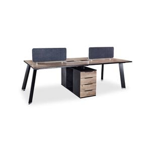 Modern Furniture ARTO 4 People Back to Back Workstation2 Cabinets 240cmOak&Black
