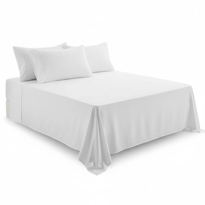 2000TC Hotel Comfort King Fitted Sheet Set - Ultra Soft Microfiber, Deep Pocket & 2 Pillow Cases (King/White)