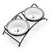 Cat Food Bowls Set, Raised Cat Bowls for Food and Water, Ceramic Elevated Pet Dishes Bowls with Stand, 355 ML Cats and Dogs Bowl