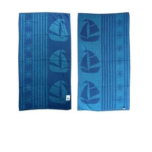 Bloomington Imperfect Set of 4 Light Thin Reversible Jacquard Terry Beach Towels 76x152cm Sail Boat