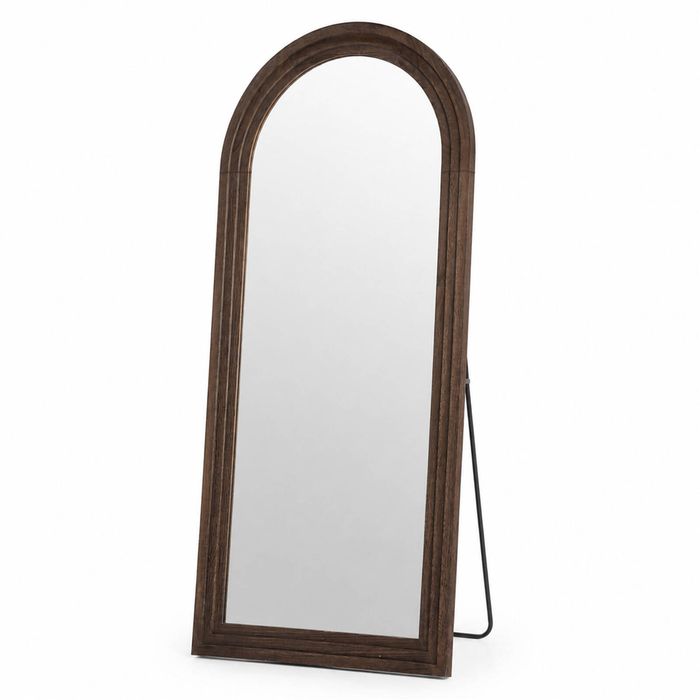 Yezi Mirror Full Length 4mm Tempered Glass Stand Lean Mount Bedroom Brown