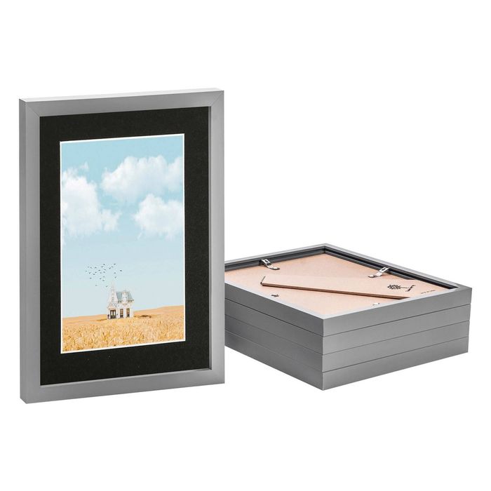 Nicola Spring Photo Frames with A5 Mount - A4 (8" x 12") - Grey - Pack of 5