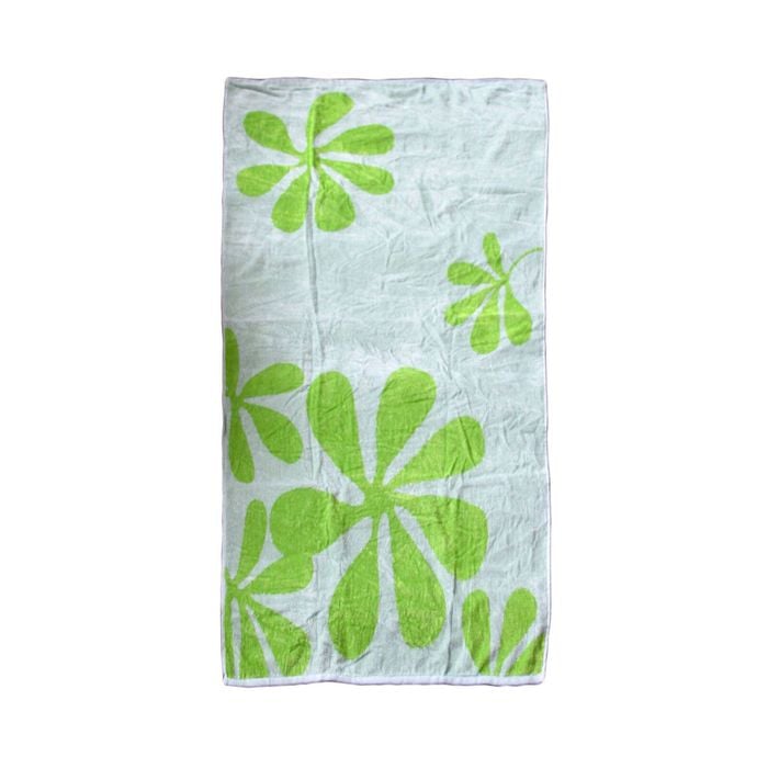 Elements Jacquard Reversible Cotton Floral Beach Towel - Lime Floral 80 x 148 cm