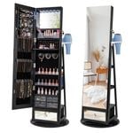 Costway 1.64M Jewellery Storage Armoire Full-Length Mirror Cabinet Black