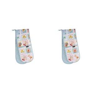 2x Ladelle Capri Double Cotton Oven Cooking Mitt Pot Holder Heat Resistant Glove