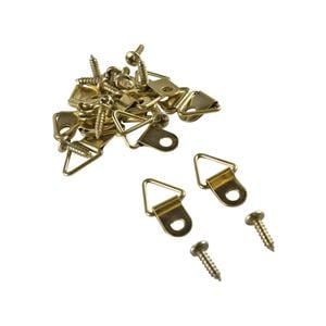 Everhang 6kg Brass Plated Picture Hanging Triangle D-Ring - 25 Pack