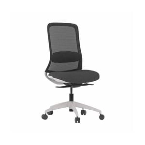 Olg Flow Office Chair No Arms Mesh Back Light Grey Seat White Base