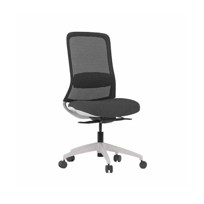 Olg Flow Office Chair No Arms Mesh Back Light Grey Seat White Base