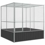 vidaXL Aviary with Extension Budgie Finch Pigeon Cage Parrot House Silver Steel