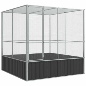 vidaXL Aviary with Extension Budgie Finch Pigeon Cage Parrot House Silver Steel