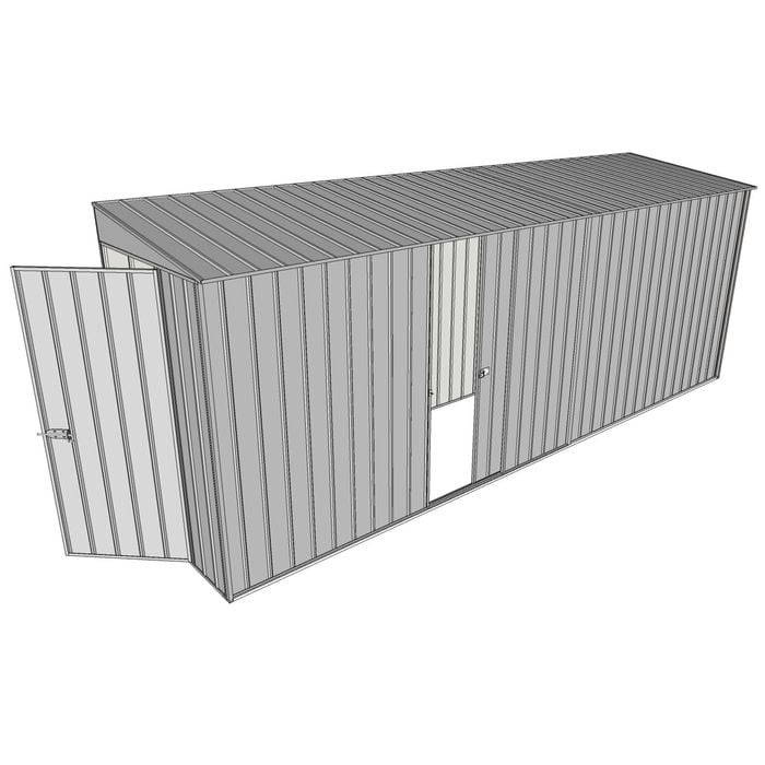 Build-A-Shed 1.2 x 5.2 x 2.0m Tunnel Shed Tunnel Hinged Door with 1 Sliding Side Door - Zinc