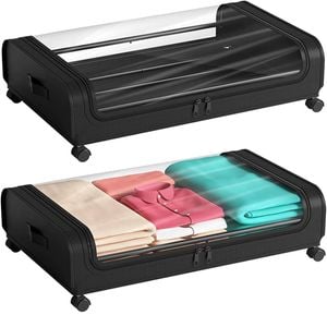 CARLA HOME XXL Under Bed Rolling Storage Containers with 50L Large Capacity and Wheels