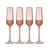 4pc Ladelle Panama Champagne Flute Glass Stemware Set Beverage Glassware Coral