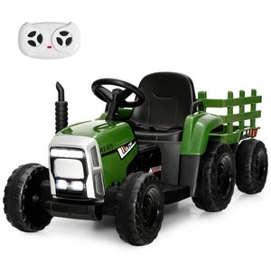 Costway 12V Kids Electric Ride On Tractor with Trailer