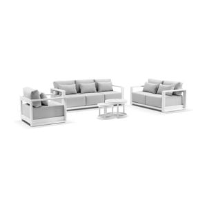 Whitehaven 6pc Seat Lounge Hugo Coffee Table White & Olefin Grey Cushions