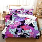 3D Purple Black White Blue Cat Kitty Quilt Cover Set Bedding Set Duvet Cover Pillowcases SF40