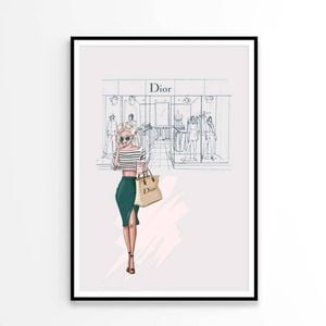 Fashion Store with Stylish Lady   Print 100% Australian Made 90 x 120cm   (Poster)